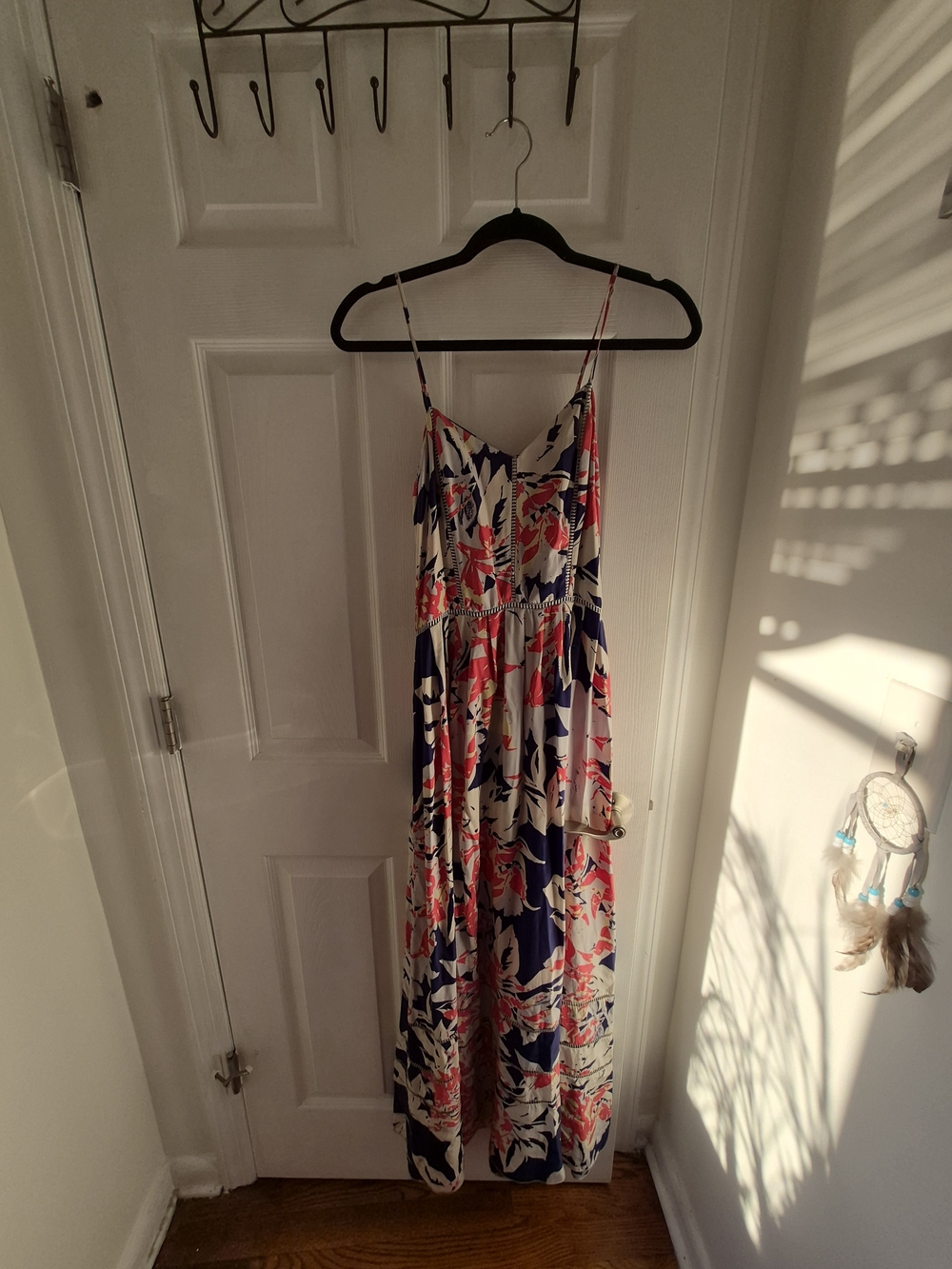 Parker Floral Spaghetti-Strap Maxi Jumpsuit in Navy, Coral, and Cream